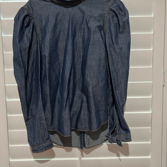 Veronica Beard Womens Blue Puff Sleeve Denim Shirt Blouse Top - Size 8 - NWOT - Picture 6 of 8